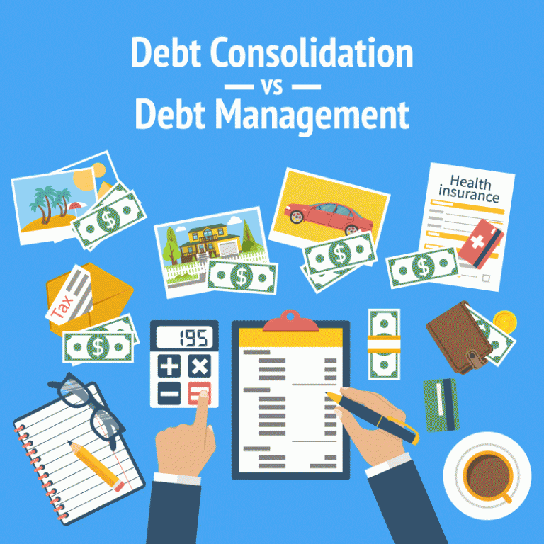 Debt Consolidation vs Debt Management Man Budgeting